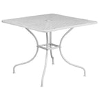 Flash Furniture Oia Commercial Grade 35.5 Square Indoor-Outdoor Steel Patio Table Set with 2 Round Back Chairs
