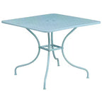 Flash Furniture Oia Commercial Grade 35.5 Square Indoor-Outdoor Steel Patio Table Set with 2 Round Back Chairs