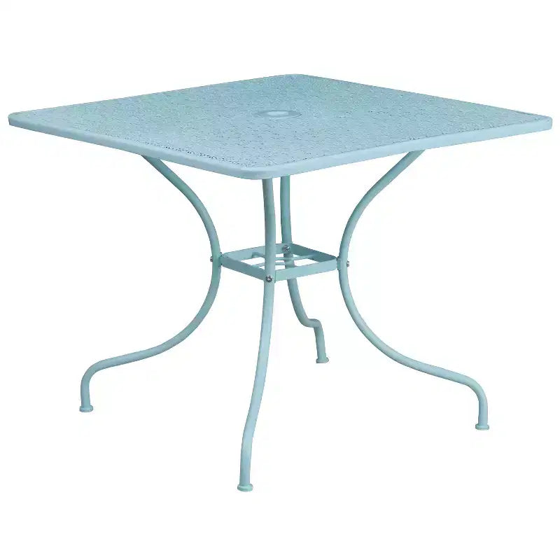 Flash Furniture Oia Commercial Grade 35.5 Square Indoor-Outdoor Steel Patio Table Set with 2 Round Back Chairs