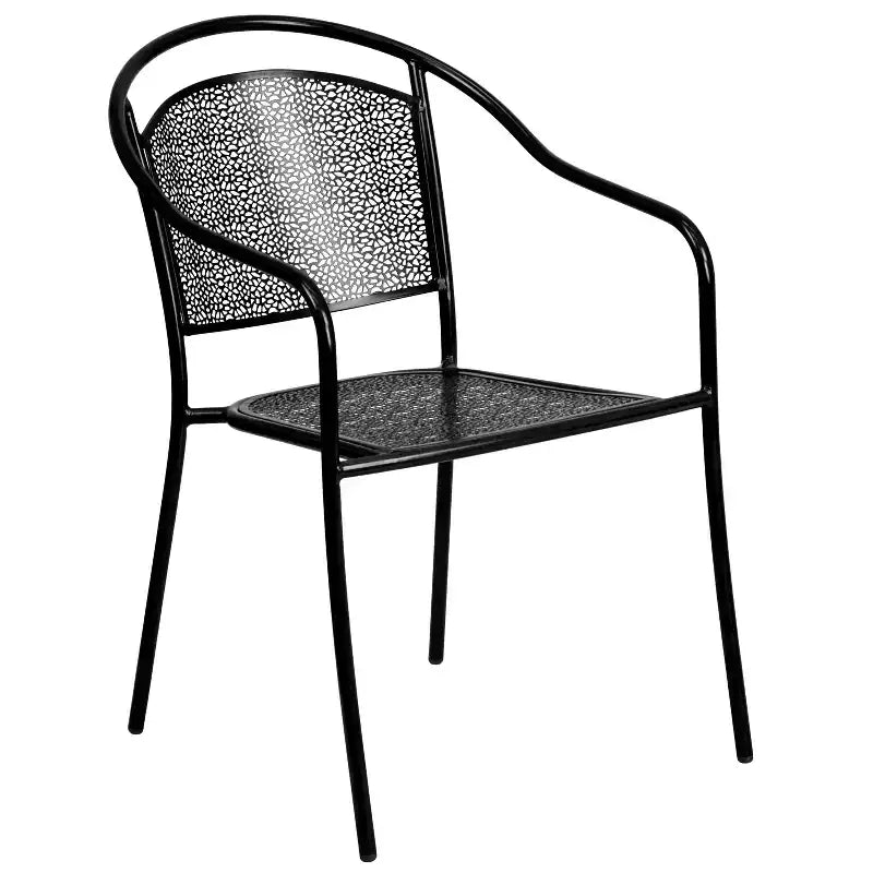 Flash Furniture Oia Commercial Grade 35.5 Square Indoor-Outdoor Steel Patio Table Set with 2 Round Back Chairs