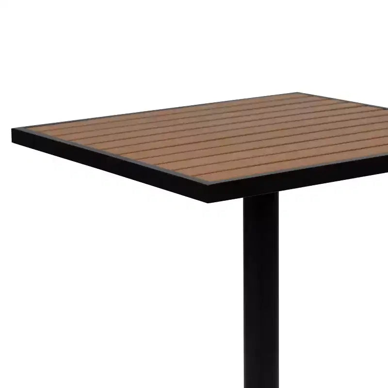 Flash Furniture Lark Outdoor Patio Bistro Dining Table Set with 2 Chairs and Faux Teak Poly Slats