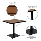 Flash Furniture Lark Outdoor Patio Bistro Dining Table Set with 2 Chairs and Faux Teak Poly Slats