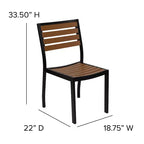 Flash Furniture Lark Outdoor Patio Bistro Dining Table Set with 2 Chairs and Faux Teak Poly Slats