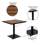 Emma and Oliver Outdoor Patio Bistro Dining Table Set with 4 Chairs and Faux Teak Poly Slats