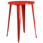 Emma and Oliver Commercial Grade 30 Round Metal Indoor-Outdoor Bar Table Set with 4 Cafe Stools