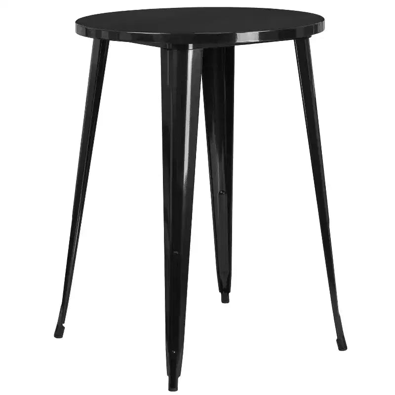 Emma and Oliver Commercial Grade 30 Round Metal Indoor-Outdoor Bar Table Set with 4 Cafe Stools