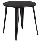 Emma and Oliver Commercial Grade 30 Round Metal Indoor-Outdoor Table Set & 4 Slat Back Chairs