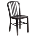 Emma and Oliver Commercial Grade 30 Round Metal Indoor-Outdoor Table Set & 4 Slat Back Chairs