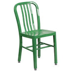 Emma and Oliver Commercial Grade 30 Round Metal Indoor-Outdoor Table Set & 4 Slat Back Chairs