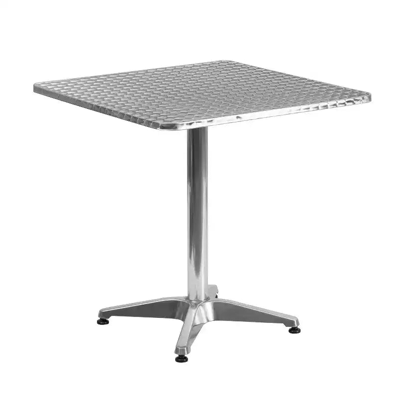 Emma and Oliver 27.5 Square Aluminum Table Set with 4 Slat Back Chairs