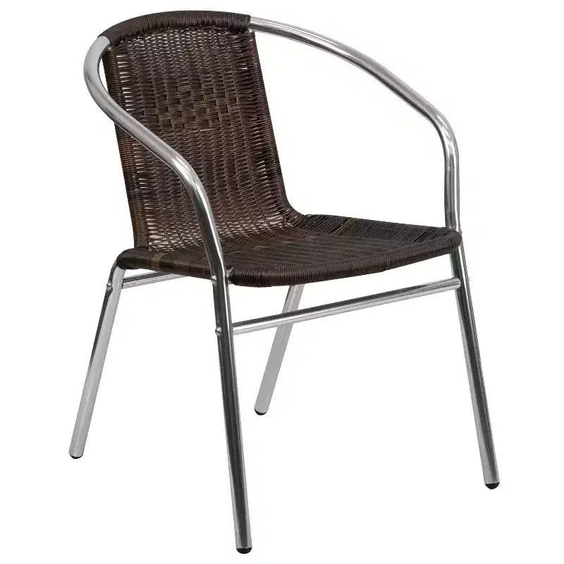 Emma and Oliver 31.5 Square Aluminum Garden Patio Table Set with 4 Rattan Chairs