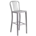 Emma and Oliver Commercial 24 Round Metal Indoor-Outdoor Bar Table Set & 2 Slat Back Stools