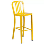 Emma and Oliver Commercial 24 Round Metal Indoor-Outdoor Bar Table Set & 2 Slat Back Stools