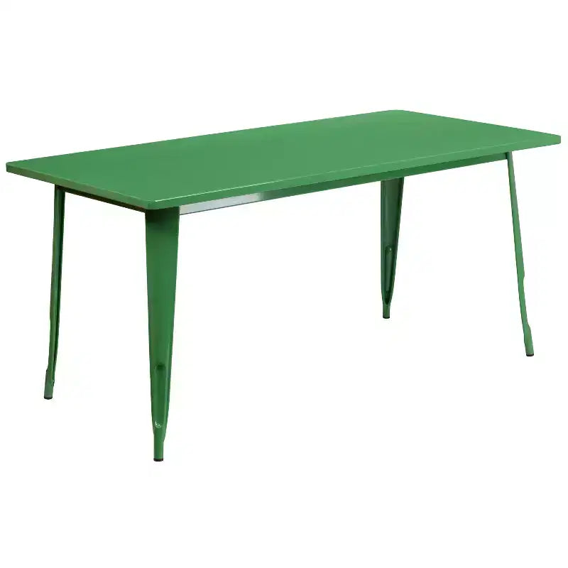 Emma and Oliver Commercial Grade Rectangular Metal Indoor-Outdoor Table Set with 6 Stack Chairs