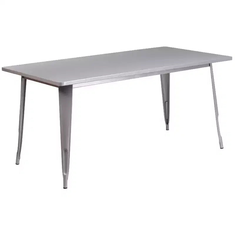Emma and Oliver Commercial Grade Rectangular Metal Indoor-Outdoor Table Set with 6 Stack Chairs
