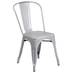 Emma and Oliver Commercial Grade Rectangular Metal Indoor-Outdoor Table Set with 6 Stack Chairs