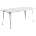 Emma and Oliver Commercial Grade Rectangular Metal Indoor-Outdoor Table Set with 6 Stack Chairs