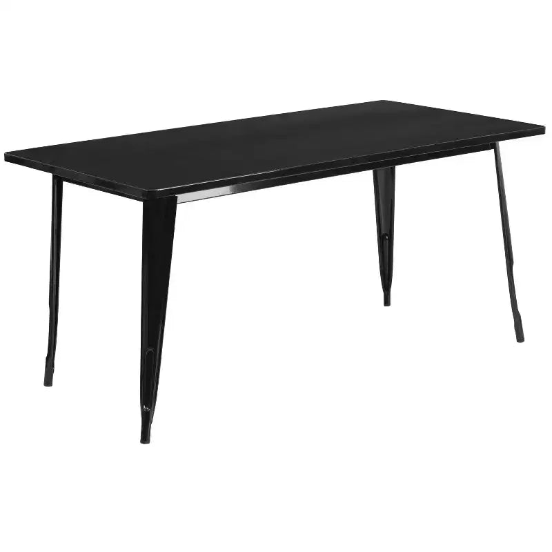 Emma and Oliver Commercial Grade Rectangular Metal Indoor-Outdoor Table Set with 6 Stack Chairs