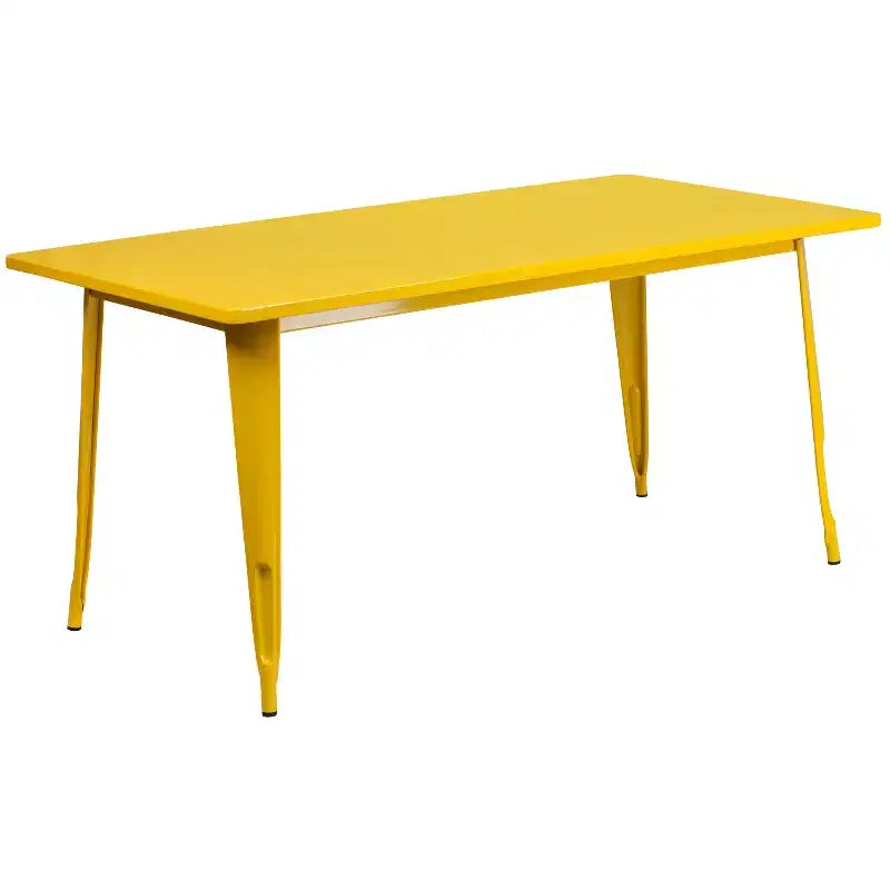 Emma and Oliver Commercial Grade Rectangular Metal Indoor-Outdoor Table Set with 6 Arm Chairs
