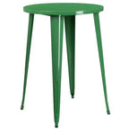 Emma and Oliver Commercial Grade 30 Round Metal Indoor-Outdoor Bar Table Set, 2 Backless Stools