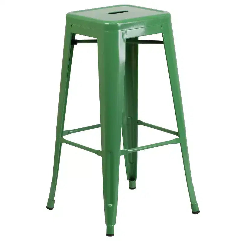 Emma and Oliver Commercial Grade 30 Round Metal Indoor-Outdoor Bar Table Set, 2 Backless Stools