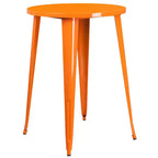 Emma and Oliver Commercial Grade 30 Round Metal Indoor-Outdoor Bar Table Set, 2 Backless Stools