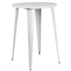 Emma and Oliver Commercial Grade 30 Round Metal Indoor-Outdoor Bar Table Set, 2 Backless Stools