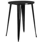 Emma and Oliver Commercial Grade 30 Round Metal Indoor-Outdoor Bar Table Set, 2 Backless Stools