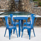 Emma and Oliver Commercial Grade 24 Round Metal Indoor-Outdoor Table Set with 4 Cafe Chairs