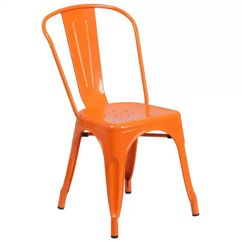 Emma and Oliver Commercial Grade 24 Round Metal Indoor-Outdoor Table Set with 4 Cafe Chairs