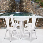 Emma and Oliver Commercial Grade 24 Round Metal Indoor-Outdoor Table Set with 4 Cafe Chairs