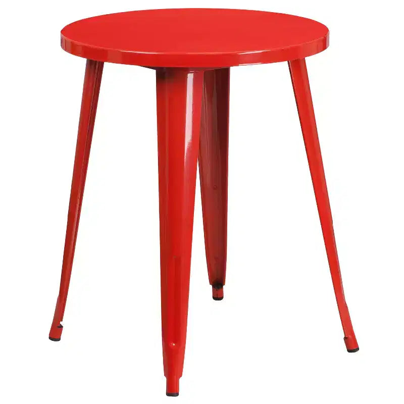 Emma and Oliver Commercial Grade 24 Round Metal Indoor-Outdoor Table Set with 4 Cafe Chairs