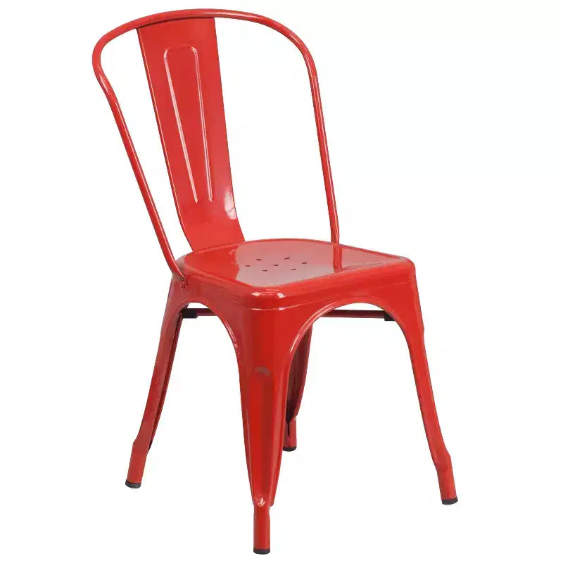 Emma and Oliver Commercial Grade 24 Round Metal Indoor-Outdoor Table Set with 4 Cafe Chairs