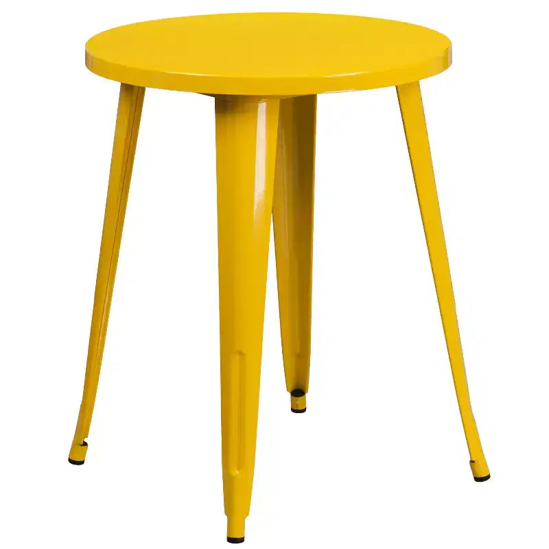 Emma and Oliver Commercial Grade 24 Round Metal Indoor-Outdoor Table Set with 4 Cafe Chairs