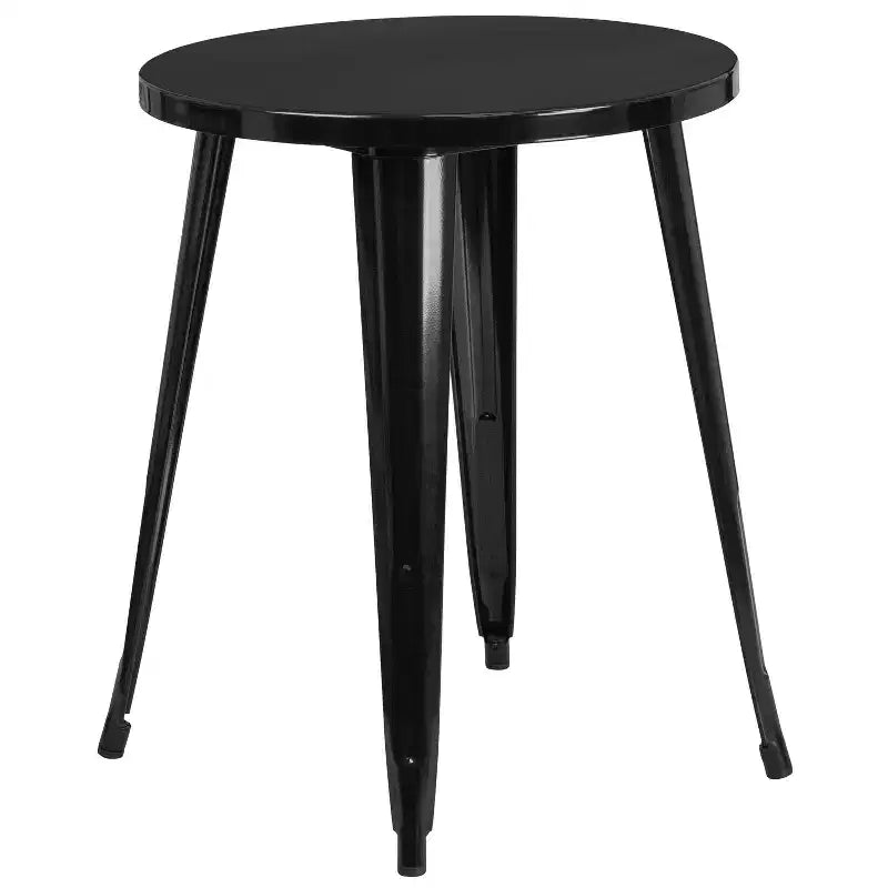 Emma and Oliver Commercial Grade 24 Round Metal Indoor-Outdoor Table Set with 4 Cafe Chairs