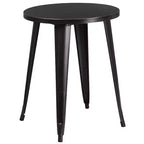 Emma and Oliver Commercial Grade 24 Round Metal Indoor-Outdoor Table Set & 4 Slat Back Chairs