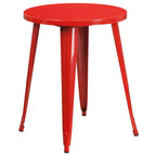 Emma and Oliver Commercial Grade 24 Round Metal Indoor-Outdoor Table Set & 4 Slat Back Chairs