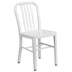 Emma and Oliver Commercial Grade 24 Round Metal Indoor-Outdoor Table Set & 4 Slat Back Chairs