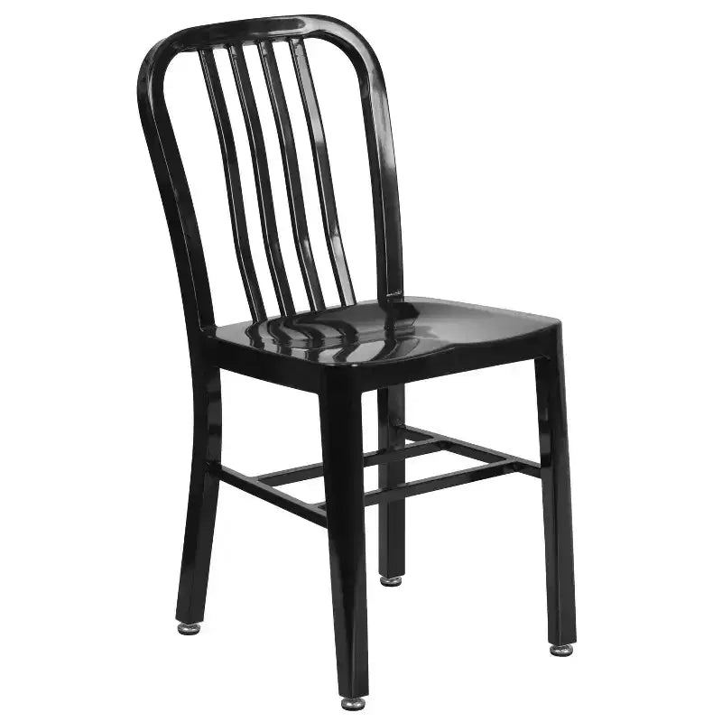 Emma and Oliver Commercial Grade 24 Round Metal Indoor-Outdoor Table Set & 4 Slat Back Chairs