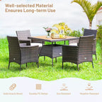 Costway 5PCS Patio Rattan Dining Furniture Set Arm Chair Wooden Table Top