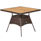 Costway 5PCS Patio Rattan Dining Furniture Set Arm Chair Wooden Table Top