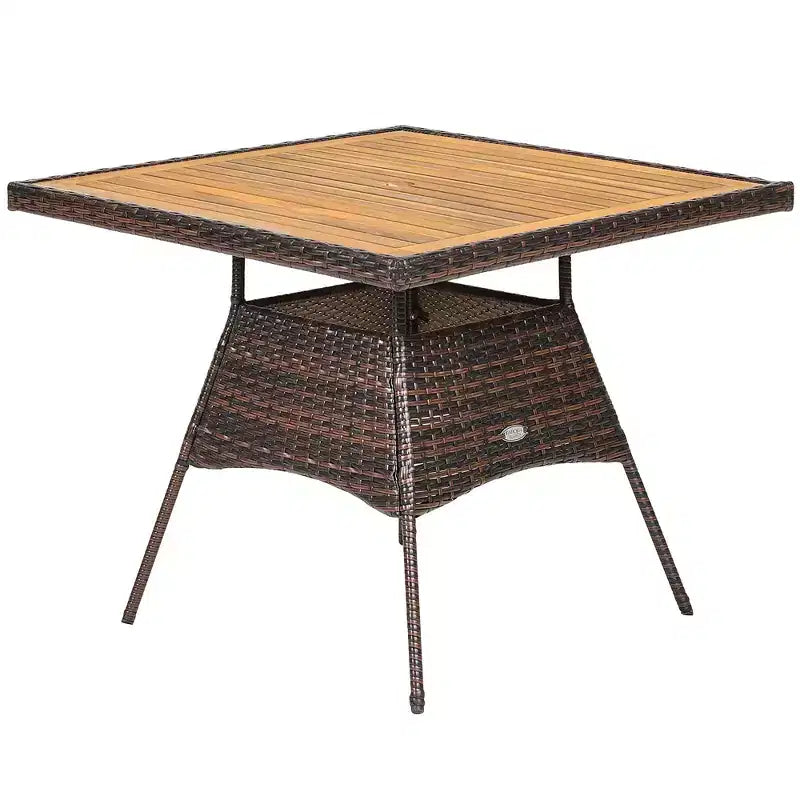 Costway 5PCS Patio Rattan Dining Furniture Set Arm Chair Wooden Table Top