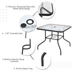 Costway 6PCS Patio Furniture Dining Set Folding Chairs Glass Table W/Umbrella Deck Grey
