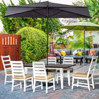 Outsunny Patio Dining Set for 6, Outdoor Furniture Set with a Table & Chairs, Cushions, Umbrella Hole for Garden, Backyard, or Poolside, Beige