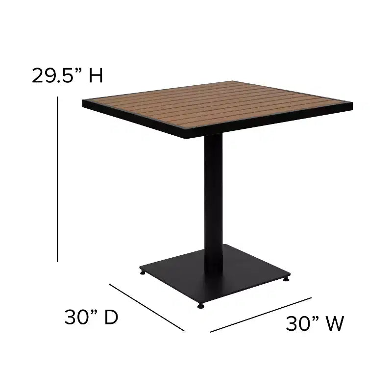 Merrick Lane 5 Piece Patio Table and Chairs Set Faux Teak Wood And Metal Indoor/Outdoor Table and Chairs with All-Weather Purpose