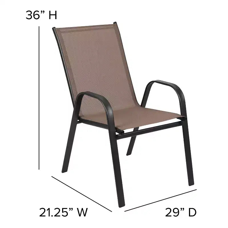 Flash Furniture Brazos 5 Piece Outdoor Patio Dining Set - Tempered Glass Patio Table, 4 Flex Comfort Stack Chairs