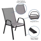 Flash Furniture Brazos 5 Piece Outdoor Patio Dining Set - Tempered Glass Patio Table, 4 Flex Comfort Stack Chairs