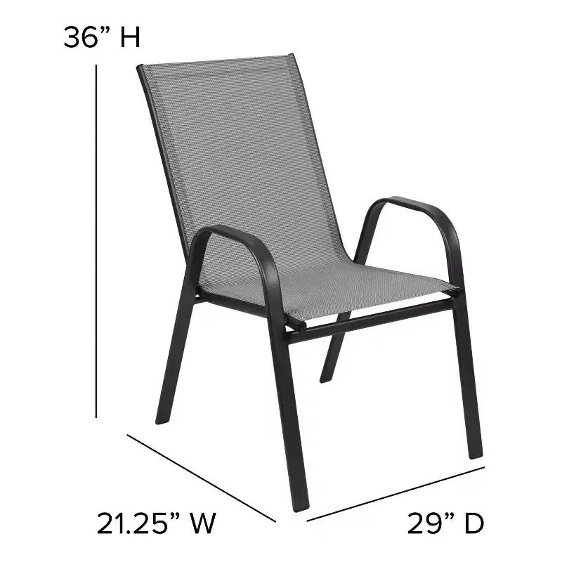 Flash Furniture Brazos 5 Piece Outdoor Patio Dining Set - Tempered Glass Patio Table, 4 Flex Comfort Stack Chairs