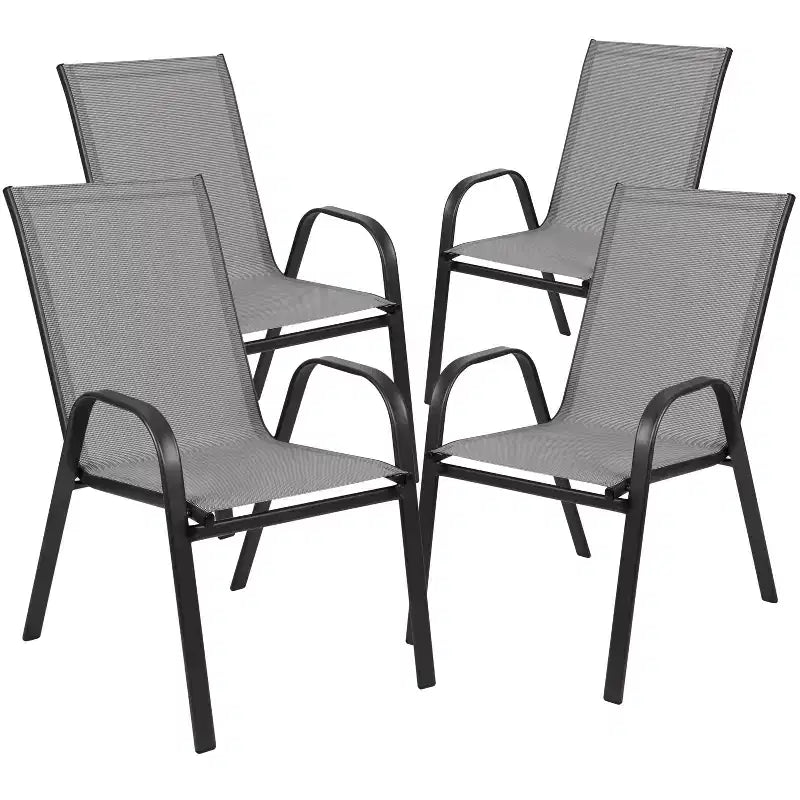 Flash Furniture Brazos 5 Piece Outdoor Patio Dining Set - Tempered Glass Patio Table, 4 Flex Comfort Stack Chairs