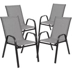 Flash Furniture Brazos 5 Piece Outdoor Patio Dining Set - Tempered Glass Patio Table, 4 Flex Comfort Stack Chairs